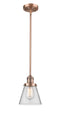 Innovations Lighting Small Cone 1-100 watt 6 inch Antique Copper Mini Pendant with Clear glass and Solid Brass Hang Straight Swivel 201SACG62