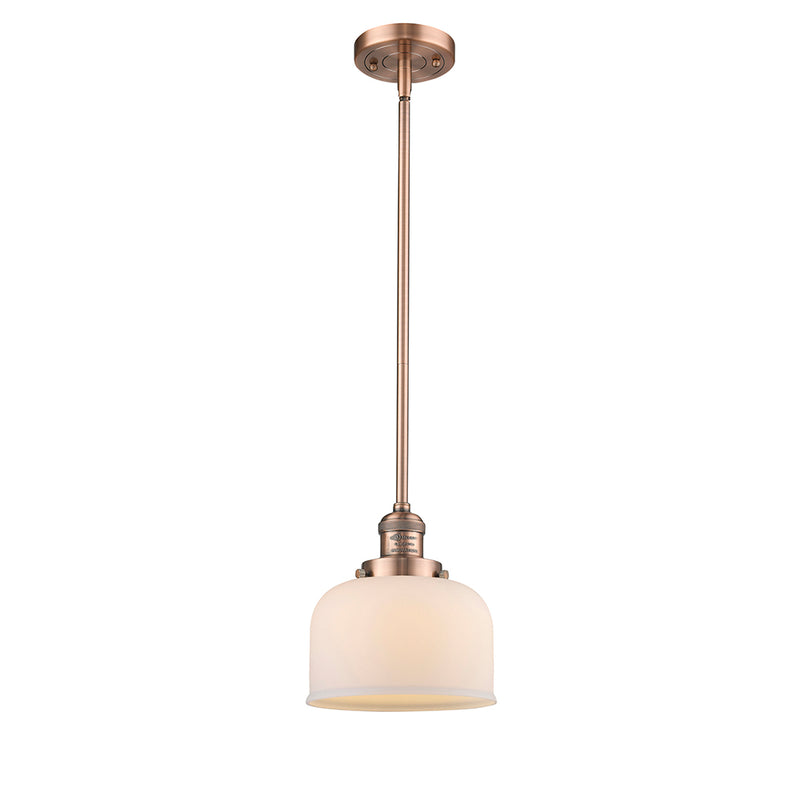 Bell Mini Pendant shown in the Antique Copper finish with a Matte White shade