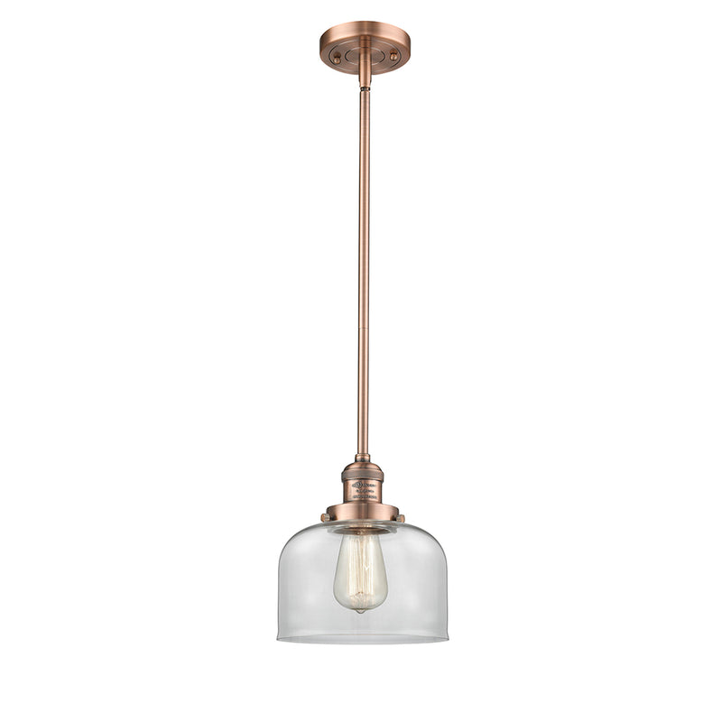 Bell Mini Pendant shown in the Antique Copper finish with a Clear shade