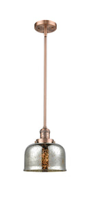 Innovations Lighting Large Bell 1-100 watt 8 inch Antique Copper Mini Pendant with Silver Plated Mercury glass and Solid Brass Hang Straight Swivel 201SACG78