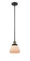 Innovations Lighting Fulton 1-100 watt 7 inch Black Antique Brass Mini Pendant with Matte White Cased glass and Solid Brass Hang Straight Swivel 201SBABG171