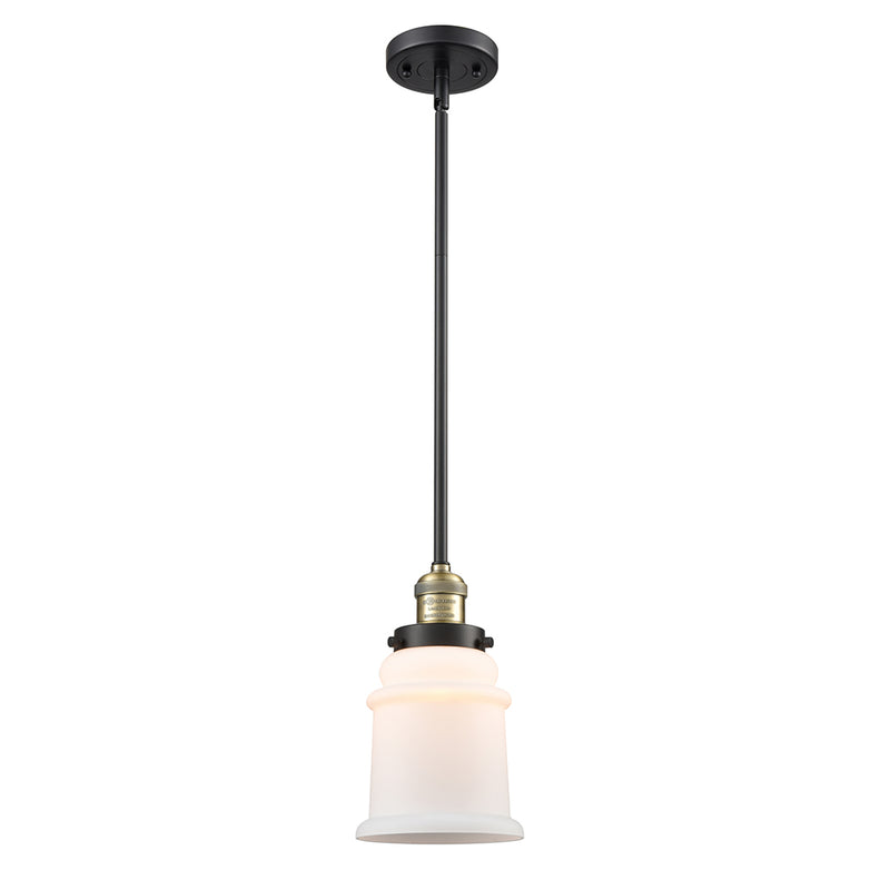 Canton Mini Pendant shown in the Black Antique Brass finish with a Matte White shade