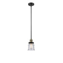 Canton Mini Pendant shown in the Black Antique Brass finish with a Seedy shade