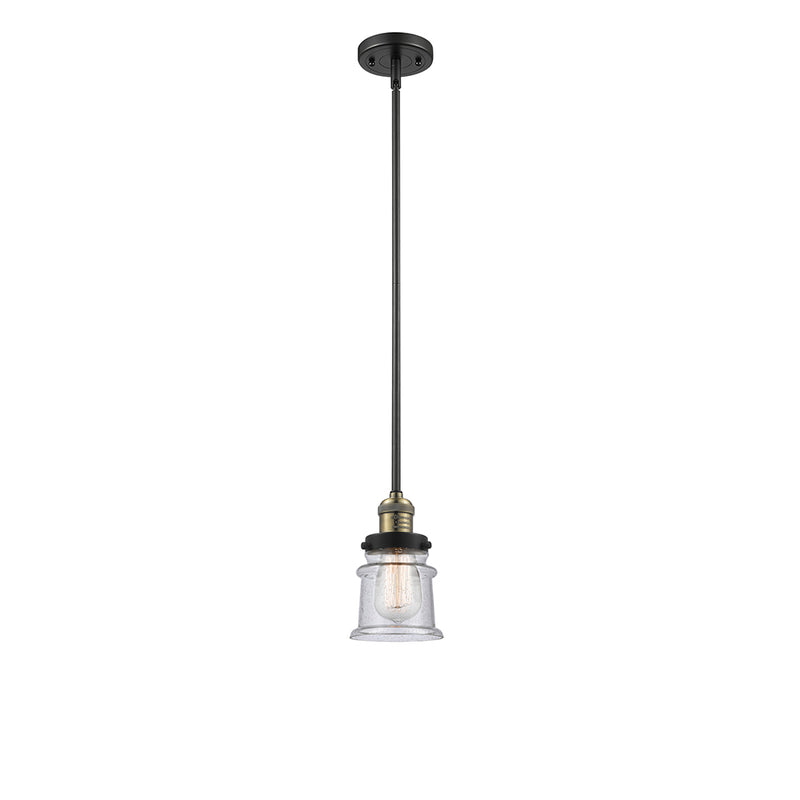 Canton Mini Pendant shown in the Black Antique Brass finish with a Seedy shade