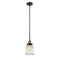 Canton Mini Pendant shown in the Black Antique Brass finish with a Seedy shade