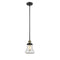 Bellmont Mini Pendant shown in the Black Antique Brass finish with a Clear shade