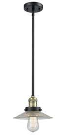 Innovations Lighting Halophane 1-100 watt 10 inch Black Antique Brass Mini Pendant with Halophane glass and Solid Brass Hang Straight Swivel 201SBABG2