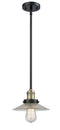 Innovations Lighting Halophane 1-100 watt 10 inch Black Antique Brass Mini Pendant with Halophane glass and Solid Brass Hang Straight Swivel 201SBABG2