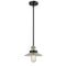 Halophane Mini Pendant shown in the Black Antique Brass finish with a Clear Halophane shade