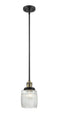 Innovations Lighting Colton 1-100 watt 8 inch Black Antique Brass Mini Pendant with Thick Clear Halophane glass and Solid Brass Hang Straight Swivel 201SBABG302