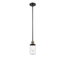 Dover Mini Pendant shown in the Black Antique Brass finish with a Clear shade