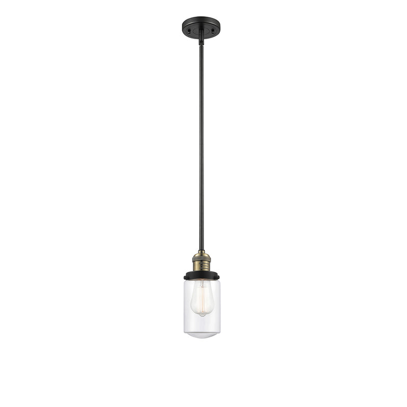 Dover Mini Pendant shown in the Black Antique Brass finish with a Clear shade