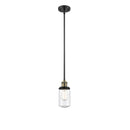 Dover Mini Pendant shown in the Black Antique Brass finish with a Seedy shade
