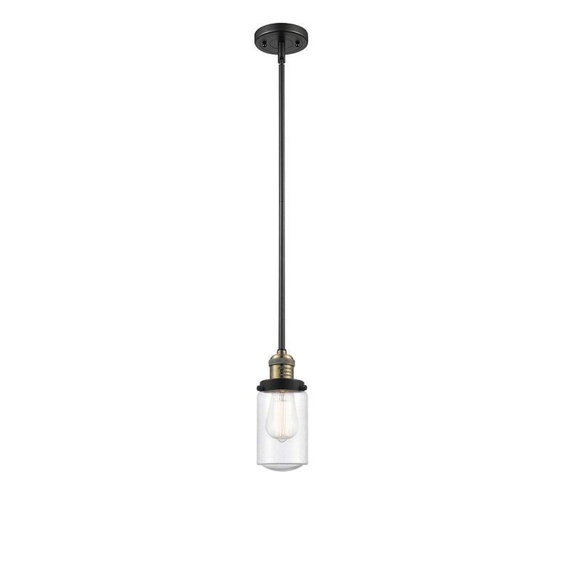 Dover Mini Pendant shown in the Black Antique Brass finish with a Seedy shade