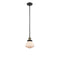 Olean Mini Pendant shown in the Black Antique Brass finish with a Matte White shade