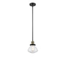 Olean Mini Pendant shown in the Black Antique Brass finish with a Seedy shade