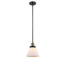 Cone Mini Pendant shown in the Black Antique Brass finish with a Matte White shade