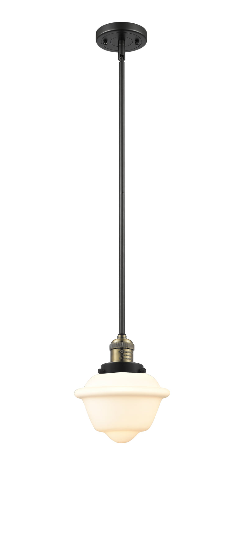 Innovations Lighting Small Oxford 1-100 watt 8 inch Black Antique Brass Mini Pendant with Clear glass and Solid Brass Hang Straight Swivel 201SBABG532