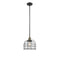 Bell Cage Mini Pendant shown in the Black Antique Brass finish with a Clear shade
