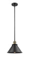 Innovations Lighting Briarcliff 1-100 watt 10 inch Black Antique Brass Mini Pendant with Black Briarcliff shades and Solid Brass Hang Straight Swivel 201SBABM10BK