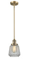 Innovations Lighting Chatham 1-100 watt 6 inch Brushed Brass Mini Pendant with Clear Fluted glass and Solid Brass Hang Straight Swivel 201SBBG142