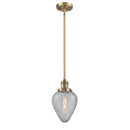 Geneseo Mini Pendant shown in the Brushed Brass finish with a Clear Crackled shade