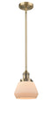 Innovations Lighting Fulton 1-100 watt 7 inch Brushed Brass Mini Pendant with Matte White Cased glass and Solid Brass Hang Straight Swivel 201SBBG171