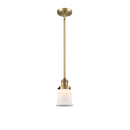 Canton Mini Pendant shown in the Brushed Brass finish with a Matte White shade