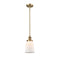 Canton Mini Pendant shown in the Brushed Brass finish with a Matte White shade