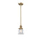 Canton Mini Pendant shown in the Brushed Brass finish with a Clear shade