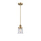 Canton Mini Pendant shown in the Brushed Brass finish with a Seedy shade