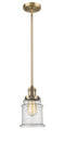 Innovations Lighting Canton 1-100 watt 6.5 inch Brushed Brass Mini Pendant with Seedy glass and Solid Brass Hang Straight Swivel 201SBBG184