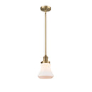 Bellmont Mini Pendant shown in the Brushed Brass finish with a Matte White shade