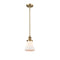 Bellmont Mini Pendant shown in the Brushed Brass finish with a Matte White shade