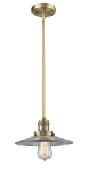 Innovations Lighting Halophane 1-100 watt 10 inch Brushed Brass Mini Pendant with Halophane glass and Solid Brass Hang Straight Swivel 201SBBG2