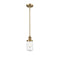 Dover Mini Pendant shown in the Brushed Brass finish with a Clear shade