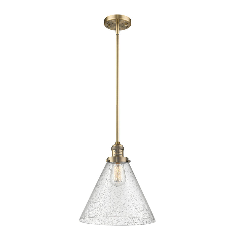 Cone Mini Pendant shown in the Brushed Brass finish with a Seedy shade