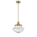 Oxford Mini Pendant shown in the Brushed Brass finish with a Seedy shade