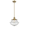Oxford Mini Pendant shown in the Brushed Brass finish with a Seedy shade