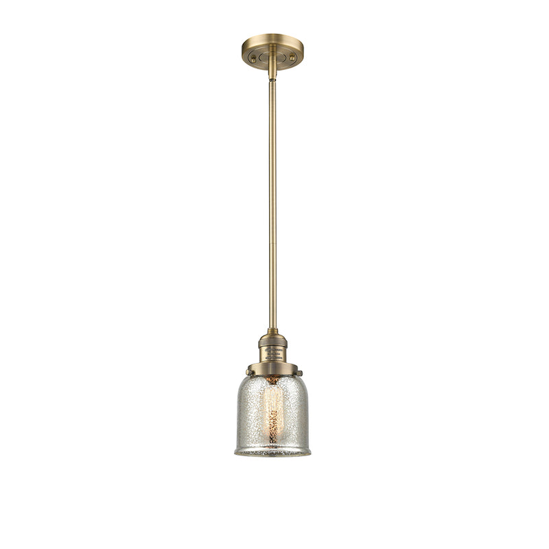 Bell Mini Pendant shown in the Brushed Brass finish with a Silver Plated Mercury shade