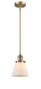 Innovations Lighting Small Cone 1-100 watt 6 inch Brushed Brass Mini Pendant with Matte White Cased glass and Solid Brass Hang Straight Swivel 201SBBG61