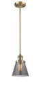 Innovations Lighting Small Cone 1-100 watt 6 inch Brushed Brass Mini Pendant with Smoked glass and Solid Brass Hang Straight Swivel 201SBBG63