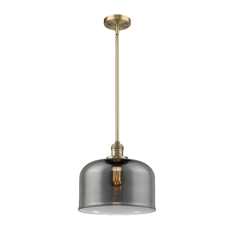 Bell Mini Pendant shown in the Brushed Brass finish with a Plated Smoke shade
