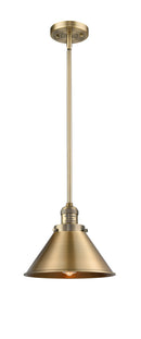 Innovations Lighting Briarcliff 1-100 watt 10 inch Brushed Brass Mini Pendant with Brushed Brass Briarcliff shades and Solid Brass Hang Straight Swivel 201SBBM10BB