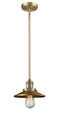 Innovations Lighting Railroad 1-100 watt 8 inch Brushed Brass Mini Pendant with Brushed Brass Railroad shades and Solid Brass Hang Straight Swivel 201SBBM4