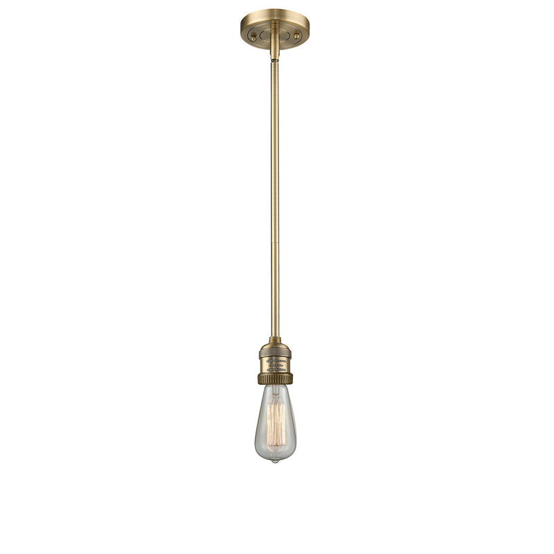 Bare Bulb Mini Pendant shown in the Brushed Brass finish