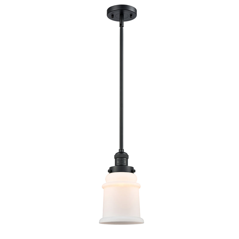 Canton Mini Pendant shown in the Matte Black finish with a Clear shade