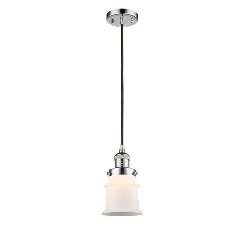 Canton Mini Pendant shown in the Matte Black finish with a Seedy shade