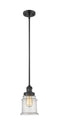 Innovations Lighting Canton 1-100 watt 6.5 inch Black Mini Pendant with Seedy glass and Solid Brass Hang Straight Swivel 201SBKG184