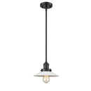 Halophane Mini Pendant shown in the Matte Black finish with a Matte White Halophane shade